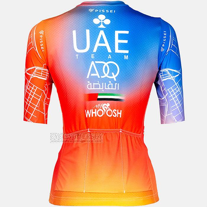 2023 Cycling Jersey UAE Blue Orange Short Sleeve And Bib Short